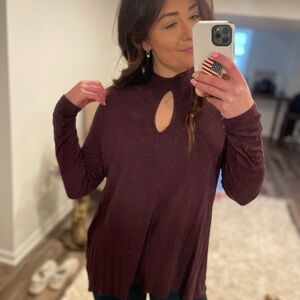 Women's Burgundy Long Sleeve Top